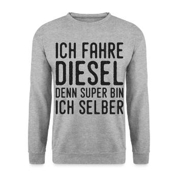 I drive diesel because I'm super myself - Unisex Sweatshirt - salt & pepper - Front - Alina (178cm) & Michal (187cm)