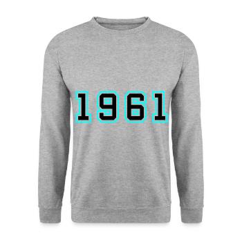 1961 Year Birthday - Unisex Sweatshirt - salt & pepper - Front - Alina (178cm) & Michal (187cm)