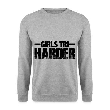 Girls Tri Harder 7 - Unisex Sweatshirt - salt & pepper - Front - Alina (178cm) & Michal (187cm)