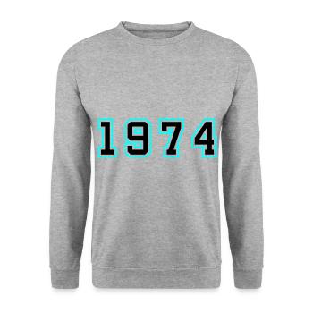 1974 Year Birthday - Unisex Sweatshirt - salt & pepper - Front - Alina (178cm) & Michal (187cm)