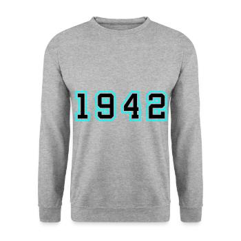 1942 Année Anniversaire - Sweat-shirt Unisexe - gris chiné - Devant - Alina (178cm) & Michal (187cm)