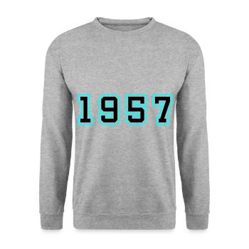 1957 Année Anniversaire - Sweat-shirt Unisexe - gris chiné - Devant - Alina (178cm) & Michal (187cm)