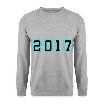 2017 Jahr Geburtstag - Unisex Pullover - Weißgrau meliert - Vorne - Alina (178cm) & Michal (187cm)