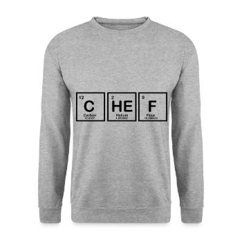 Chef Chemical Elements Periodensystem Nerd Shirt - Unisex Pullover - Weißgrau meliert - Vorne - Alina (178cm) & Michal (187cm)