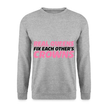 Real Queens Fix Each Other's Crowns 4 - Unisex Sweatshirt - salt & pepper - Front - Alina (178cm) & Michal (187cm)
