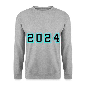 Année 2024 Anniversaire - Sweat-shirt Unisexe - gris chiné - Devant - Alina (178cm) & Michal (187cm)