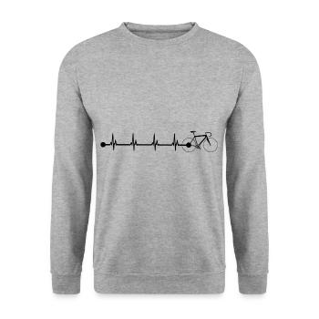 Cadeau de battement de coeur d'ECG de bicyclette - Sweat-shirt Unisexe - gris chiné - Devant - Alina (178cm) & Michal (187cm)