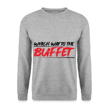 Which Way To The Buffet 14 - Unisex Pullover - Weißgrau meliert - Vorne - Alina (178cm) & Michal (187cm)