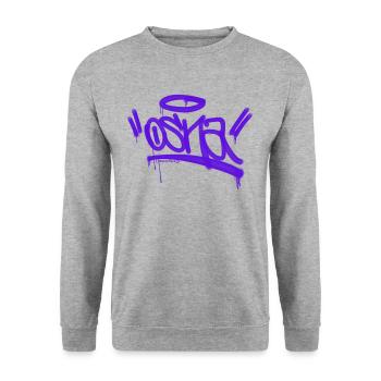 Osnabrück Graffiti Tag - Unisex Pullover - Weißgrau meliert - Vorne - Alina (178cm) & Michal (187cm)