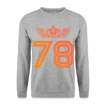 78 Number crown - Unisex Sweatshirt - salt & pepper - Front - Alina (178cm) & Michal (187cm)