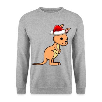 Kangaroo Comic Weihnachten - Unisex Pullover - Weißgrau meliert - Vorne - Alina (178cm) & Michal (187cm)