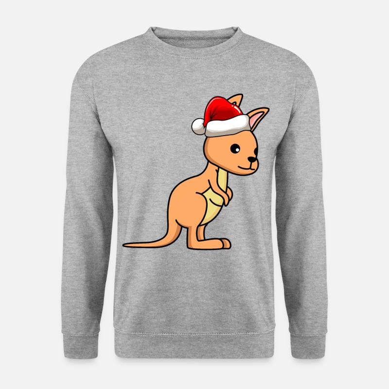 Kangaroo Comic Weihnachten - Unisex Pullover - Weißgrau meliert