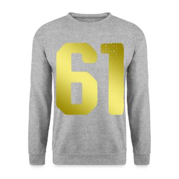 61 Maillot numéro - Sweat-shirt Unisexe - gris chiné - Devant - Alina (178cm) & Michal (187cm)
