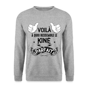 Le Kiné Parfait C'est le Mien Cadeau - Sweat-shirt Unisexe - gris chiné - Devant - Alina (178cm) & Michal (187cm)