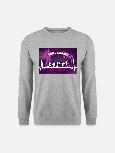 Inline Skate mit Herzschlag... - Unisex Pullover - Weißgrau meliert