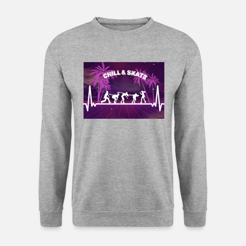 Inline Skate mit Herzschlag... - Unisex Pullover - Weißgrau meliert