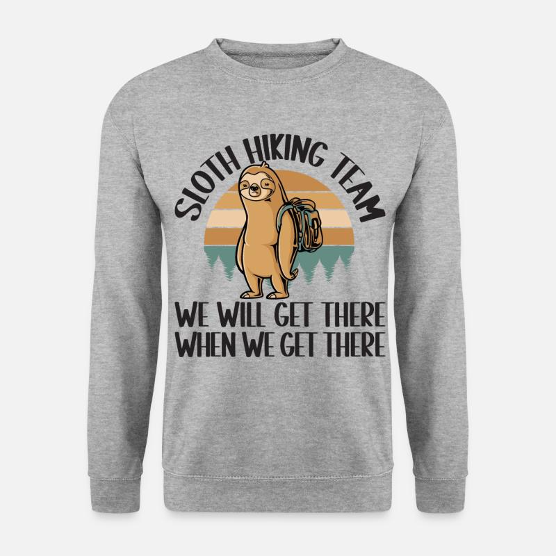 Herzschlag Bergsteiger mit Hund Wanderer Berg - Unisex Pullover - Weißgrau meliert