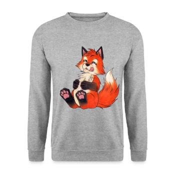 Niedlicher Fuchs mit Keksen Süßes Geschenk Diät - Unisex Pullover - Weißgrau meliert - Vorne - Alina (178cm) & Michal (187cm)