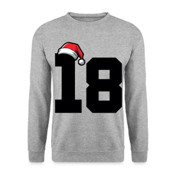 18 Zahl Weihnachten - Unisex Pullover - Weißgrau meliert - Vorne - Alina (178cm) & Michal (187cm)