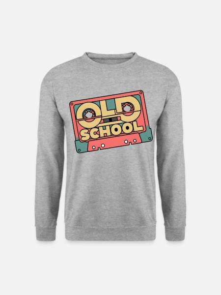 Retro-Revival: Old-School-Kassette - Unisex Pullover - Weißgrau meliert