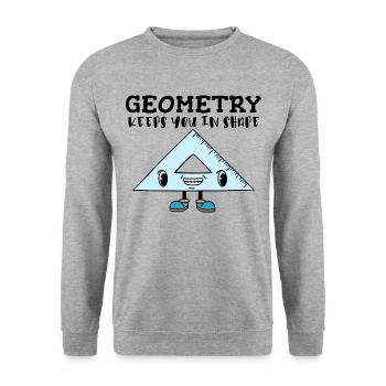 Smiling Triangle Ruler - Fun Geometry Character - Unisex Sweatshirt - salt & pepper - Front - Alina (178cm) & Michal (187cm)