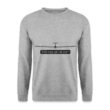 In der ruhe liegt die Kraft Segelflieger Segelflug - Unisex Pullover - Weißgrau meliert - Vorne - Alina (178cm) & Michal (187cm)