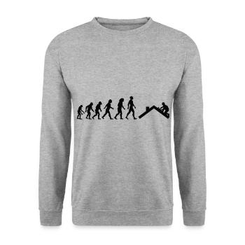 Dachdecker Zimmermann Dach Handwerker - Unisex Pullover - Weißgrau meliert - Vorne - Alina (178cm) & Michal (187cm)