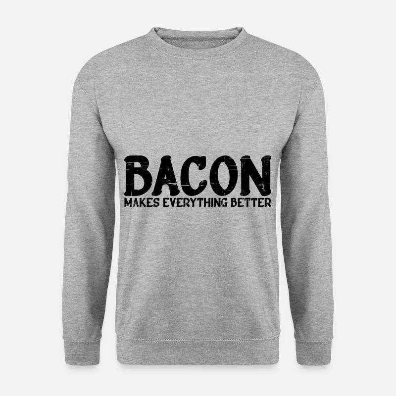 Bacon Makes Everything Better 15 - Unisex Pullover - Weißgrau meliert
