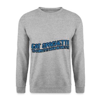 Eat Spaghetti To Forgetti Your Regretti 11 - Unisex Pullover - Weißgrau meliert - Vorne - Alina (178cm) & Michal (187cm)