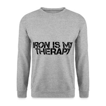 Iron Is My Therapy 3 - Unisex Sweatshirt - salt & pepper - Front - Alina (178cm) & Michal (187cm)