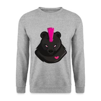 Ours Punk coeur bande dessinée Art Maléfique cadeau - Sweat-shirt Unisexe - gris chiné - Devant - Alina (178cm) & Michal (187cm)