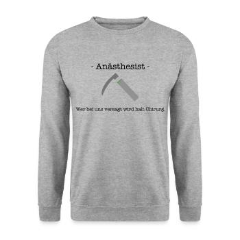 Anästhesist Spruch Chirurg Geschenk - Unisex Pullover - Weißgrau meliert - Vorne - Alina (178cm) & Michal (187cm)