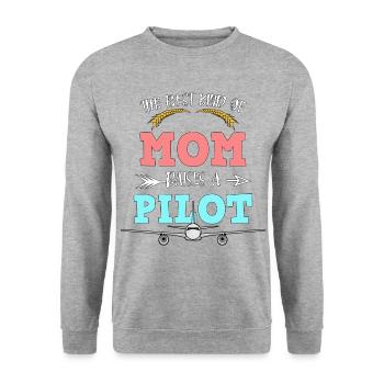 Airplane Pilot Fly Mother Son Child I Gift - Unisex Sweatshirt - salt & pepper - Front - Alina (178cm) & Michal (187cm)
