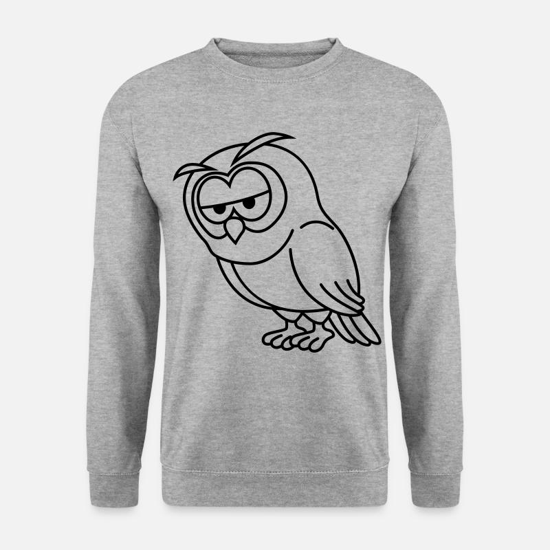 Eule Comic - Unisex Pullover - Weißgrau meliert