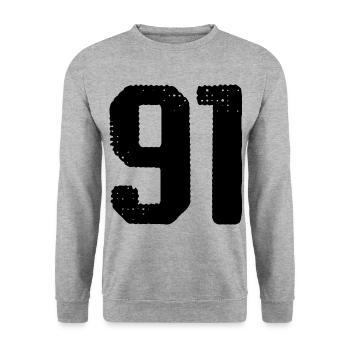 91 number jersey - Unisex Sweatshirt - salt & pepper - Front - Alina (178cm) & Michal (187cm)