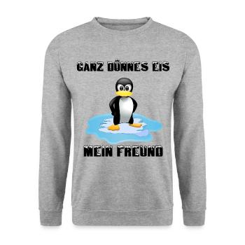 Ganz Dünnes Eis - Mein Freund - Pinguin fun4m3 - Unisex Pullover - Weißgrau meliert - Vorne - Alina (178cm) & Michal (187cm)