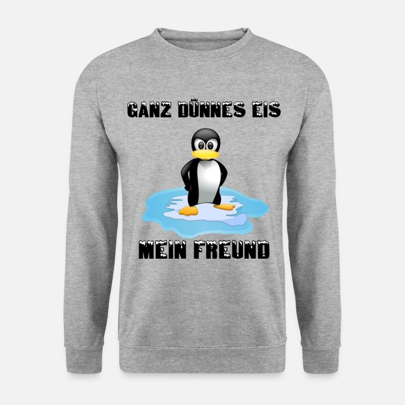 Ganz Dünnes Eis - Mein Freund - Pinguin fun4m3 - Unisex Pullover - Weißgrau meliert