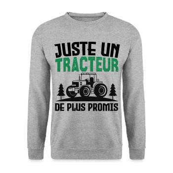 Juste un tracteur. de plus promis. agriculteur - Sweat-shirt Unisexe - gris chiné - Devant - Alina (178cm) & Michal (187cm)