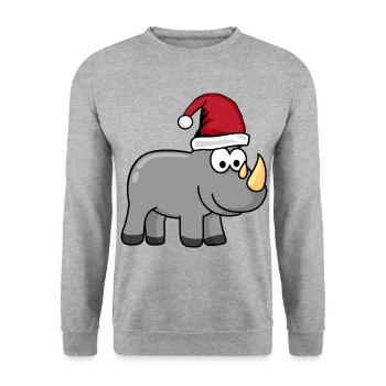 Bande dessinée de Noël Rhinocéros - Sweat-shirt Unisexe - gris chiné - Devant - Alina (178cm) & Michal (187cm)