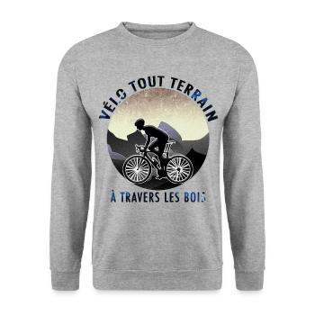 Vélo tout terrain à travers les bois - Sweat-shirt Unisexe - gris chiné - Devant - Alina (178cm) & Michal (187cm)