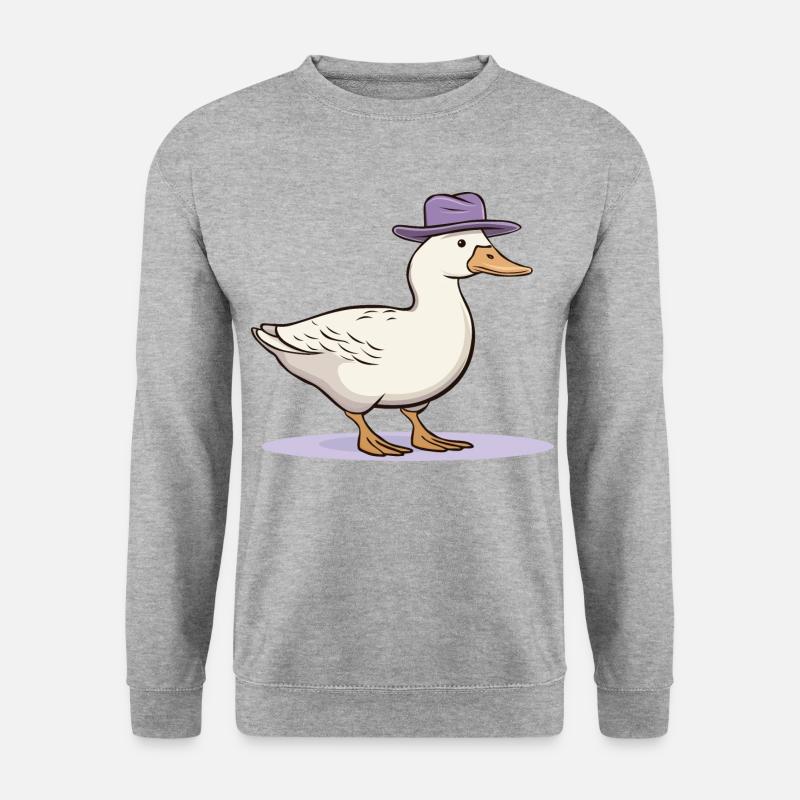 Duck with hat - Unisex Pullover - Weißgrau meliert