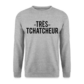 TRÈS TCHATCHEUR - Sweat-shirt Unisexe - gris chiné - Devant - Alina (178cm) & Michal (187cm)