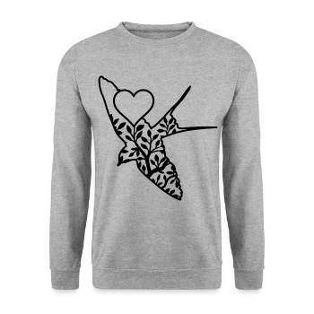 Oiseaux de coeur 1 oiseau oiseaux - Sweat-shirt Unisexe - gris chiné - Devant - Alina (178cm) & Michal (187cm)
