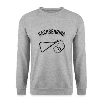 Motorrad Fans und Sachsenring - Unisex Pullover - Weißgrau meliert - Vorne - Alina (178cm) & Michal (187cm)