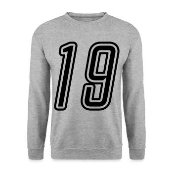 19 Zahl nummer - Unisex Pullover - Weißgrau meliert - Vorne - Alina (178cm) & Michal (187cm)
