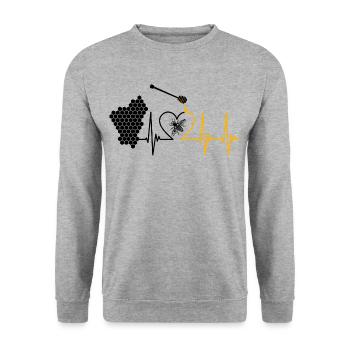 Biene, Honig, Puls, Honigbiene, Imker, Bienenwabe - Unisex Pullover - Weißgrau meliert - Vorne - Alina (178cm) & Michal (187cm)