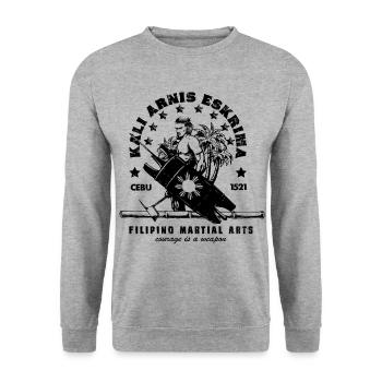 Eskrima Kali Arnis - Sweat-shirt Unisexe - gris chiné - Devant - Alina (178cm) & Michal (187cm)