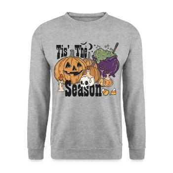 Kürbis, Halloween, Herbst Saison Season - Unisex Pullover - Weißgrau meliert - Vorne - Alina (178cm) & Michal (187cm)
