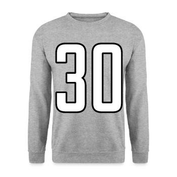 30 Numéro 30 ans idée cadeau - Sweat-shirt Unisexe - gris chiné - Devant - Alina (178cm) & Michal (187cm)