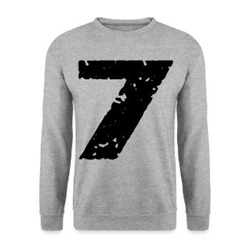 7 Maillot numéro - Sweat-shirt Unisexe - gris chiné - Devant - Alina (178cm) & Michal (187cm)